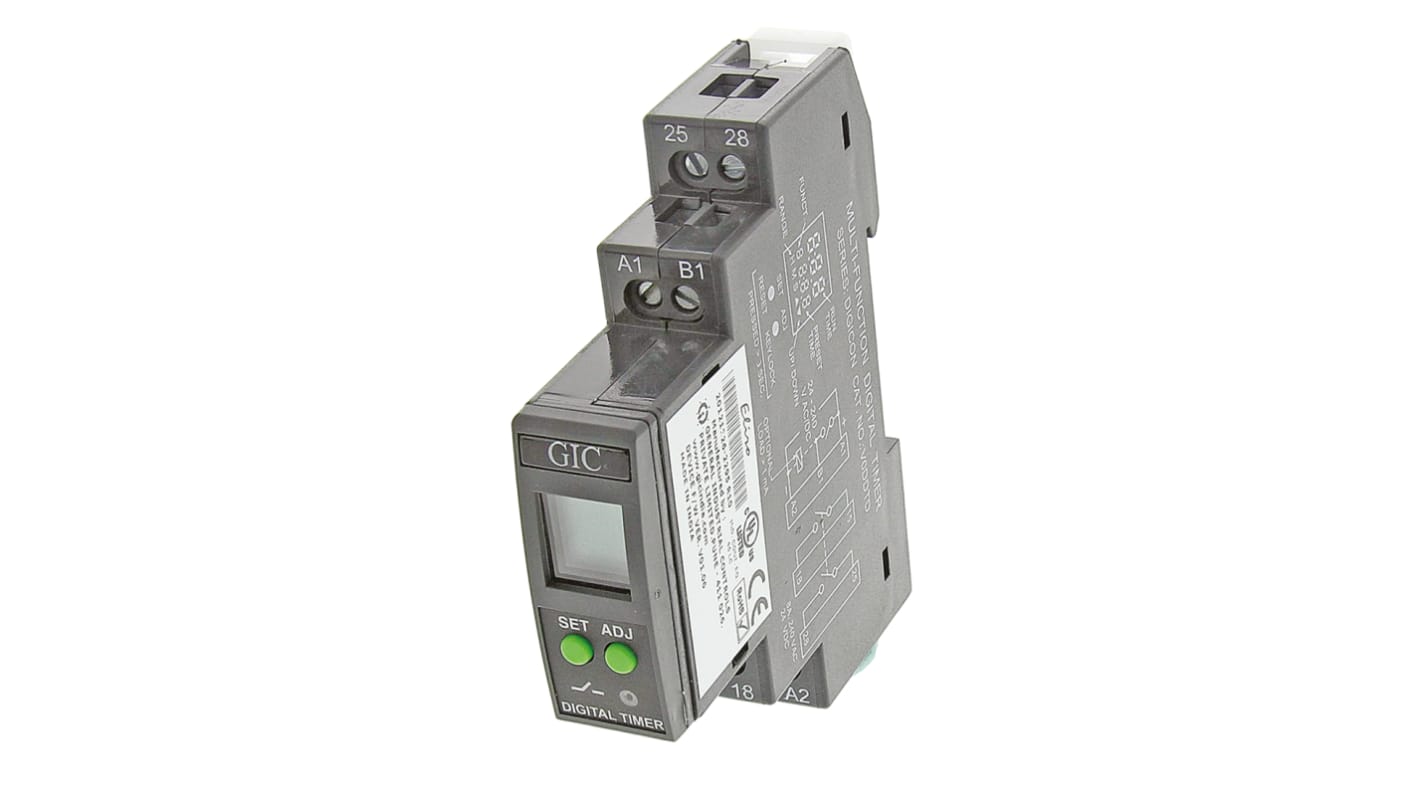 GIC 24 → 240V ac/dc Timer Relay, Multi-funktions timerfunktioner DIN-skinne