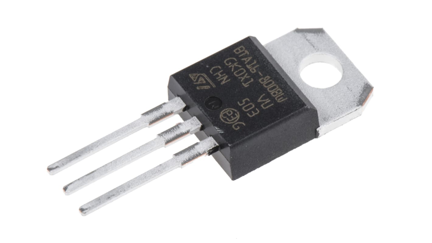 STMicroelectronics Through Hole, 3-pin, TRIAC, 800V, Gate Trigger 1.3V 800V