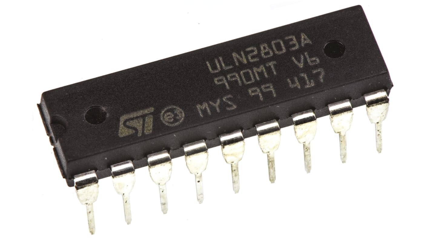 STMicroelectronics ULN2803A Octal NPN Darlington Pair, 500 mA 50 V HFE:1000, 18-Pin PDIP