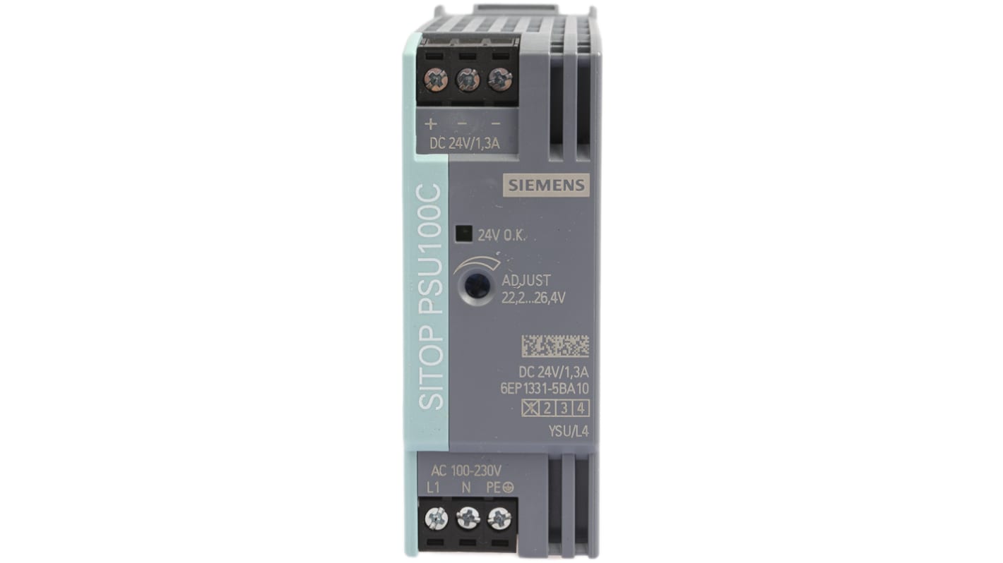 Siemens SITOP PSU100C -Phasen Switch-Mode DIN-Schienen Netzteil 30W, 100 → 230 V ac / 110 → 300V dc,