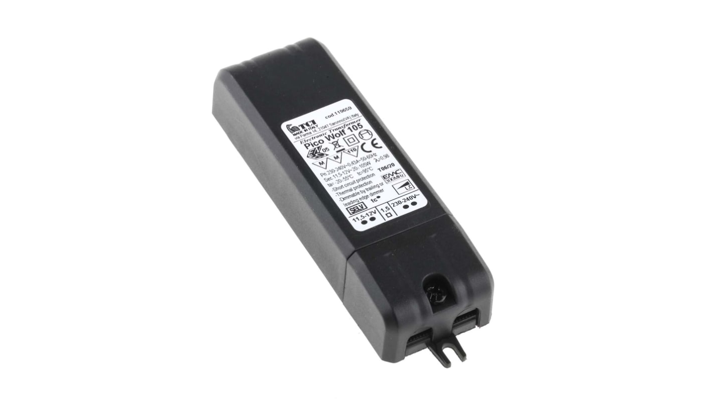 Tranformator oświetleniowy, 20 → 105W, 230V ac / 12V 107 x 35 x 21 mm, RS PRO