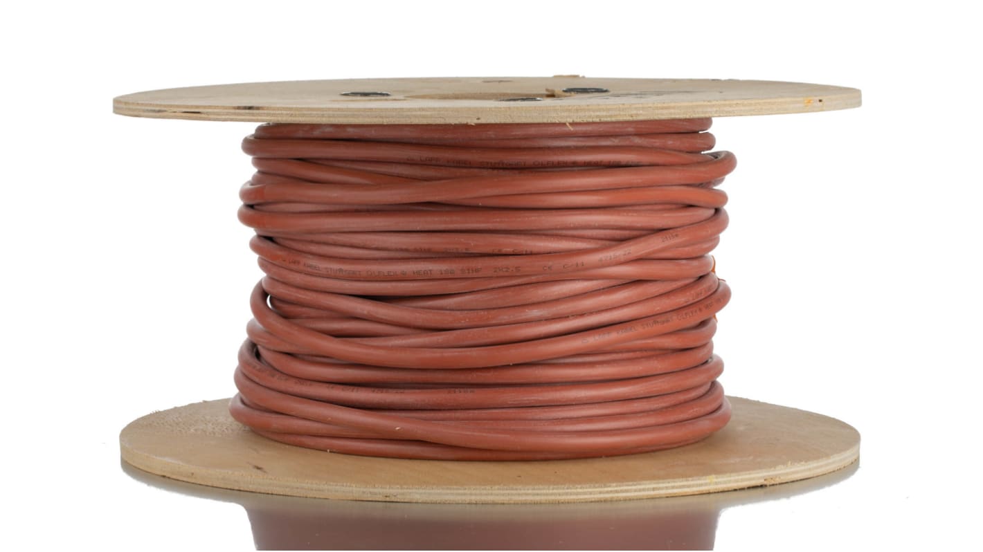 Lapp ÖLFLEX, 50m 2 Core, Brown/Red Silicone Power Cable +180°C