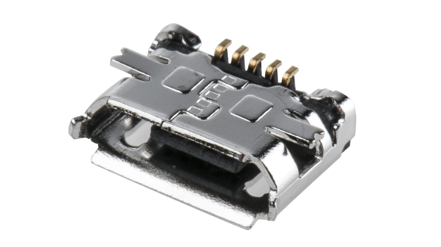 Conector USB Amphenol FCI 10104110-0001LF, Hembra, Ángulo de 90° , Montaje Superficial, Versión 2.0, 100,0 V., 1.8A