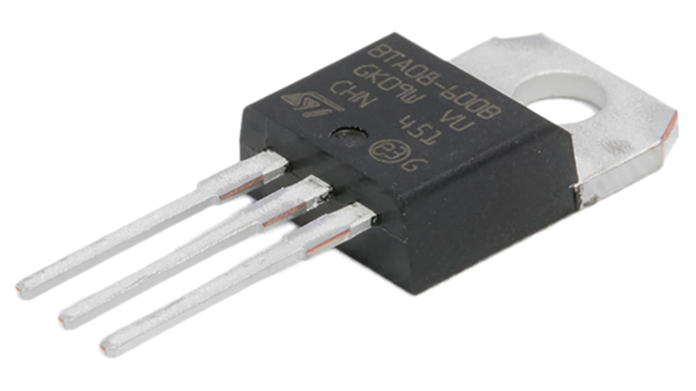 STMicroelectronics Through Hole, 3-pin, TRIAC, 800V, Gate Trigger 1.3V 800V