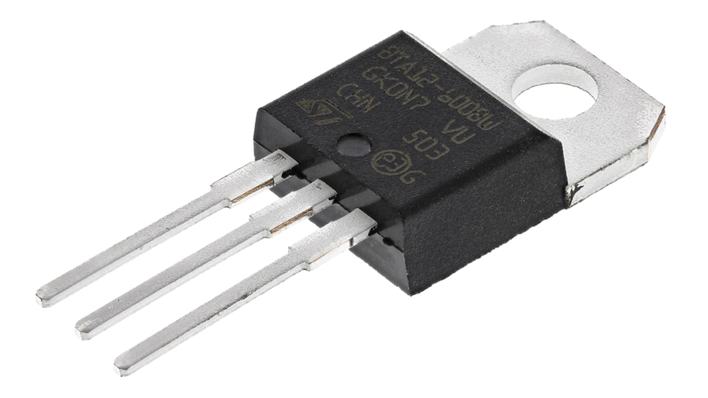 STMicroelectronics Through Hole, 3-pin, TRIAC, 800V, Gate Trigger 1.3V 600V