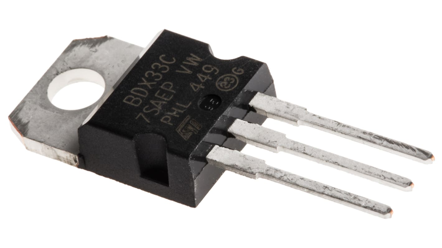 STMicroelectronics BDX33C NPN Darlington Transistor, 10 A 100 V HFE:750, 3-Pin TO-220