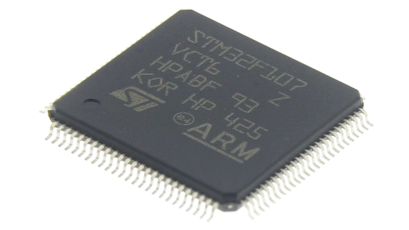 STMicroelectronics STM32F107VCT6, 32bit ARM Cortex M3 Microcontroller, STM32F1, 72MHz, 256 kB Flash, 100-Pin LQFP
