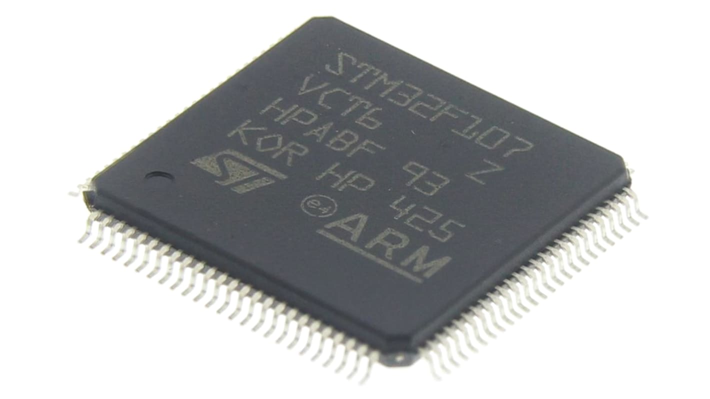 STMicroelectronics STM32F1单片机, ARM Cortex M3内核, 100针, LQFP, 最大72MHz, 256 kB 闪存, 64 kB RAM