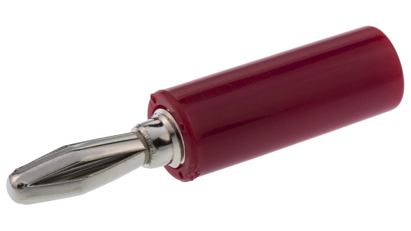 Mueller Electric Red Male Banana Plug, 4 mm Connector, 15A, Nickel Plating