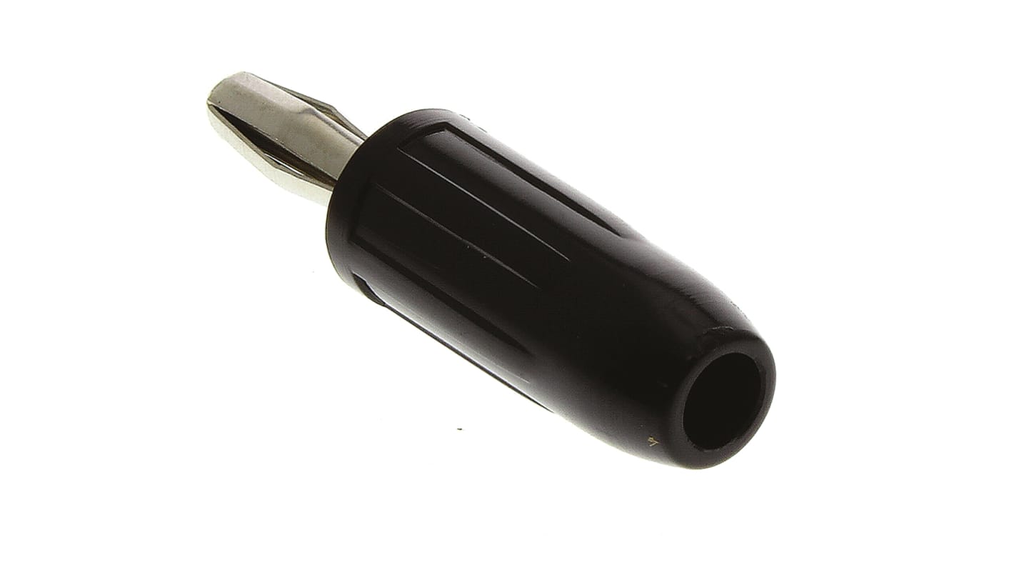 Mueller Electric Black Male Banana Plug, 4 mm Connector, 15A, Nickel Plating