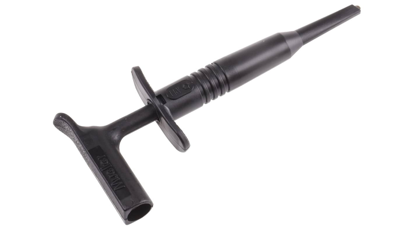 Mueller Electric 4mm Klemmprüfspitze Schwarz, Berylliumkupfer Spitze, 1kV / 15A