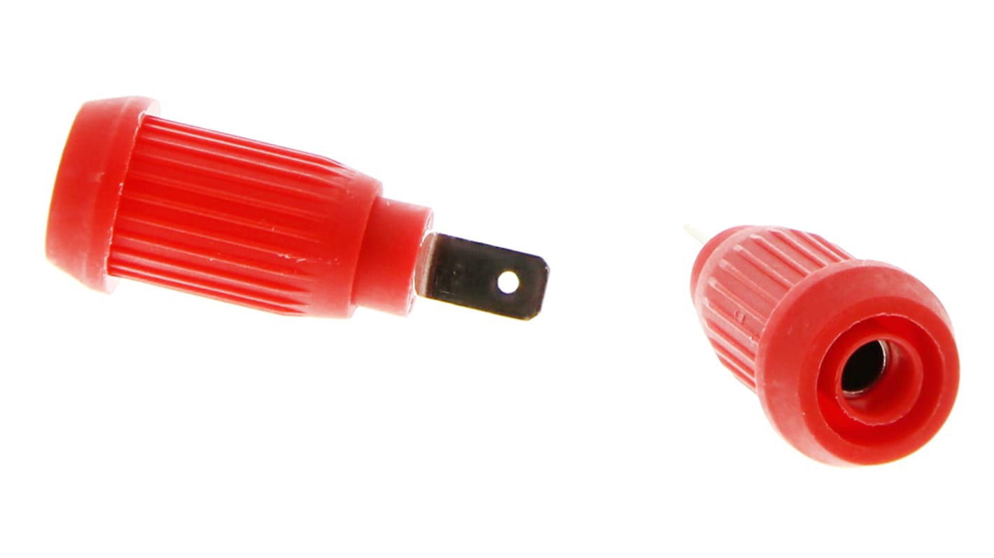 Conector banana hembra Hembra, 15A, 1000V, Contacto Níquel, Rojo