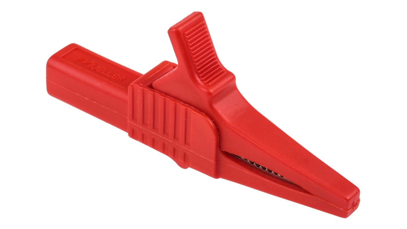Pince crocodile Mueller Electric, 30A, Rouge