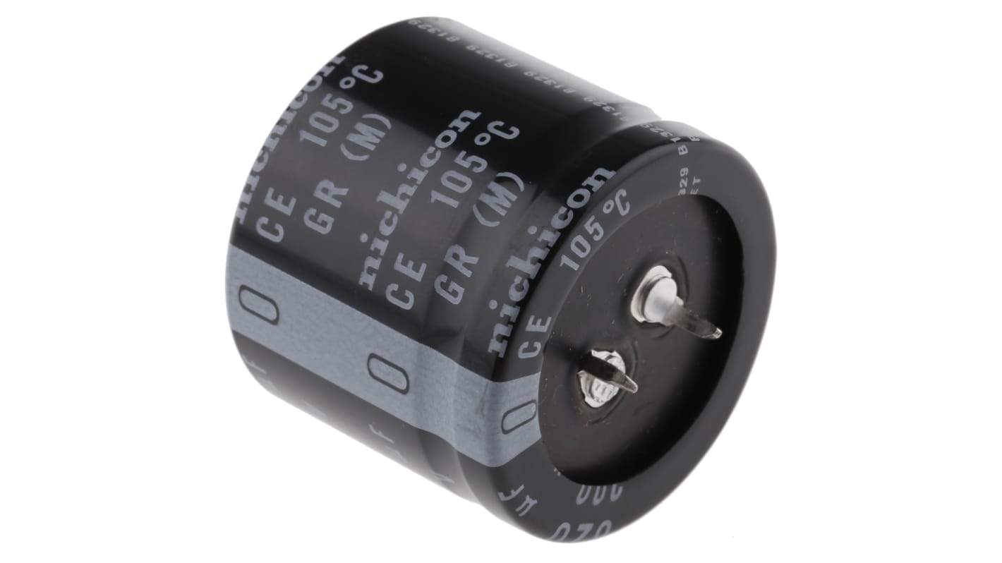 Condensatore Nichicon, serie GR, 820μF, 200V cc, ±20%, +105°C, Su foro