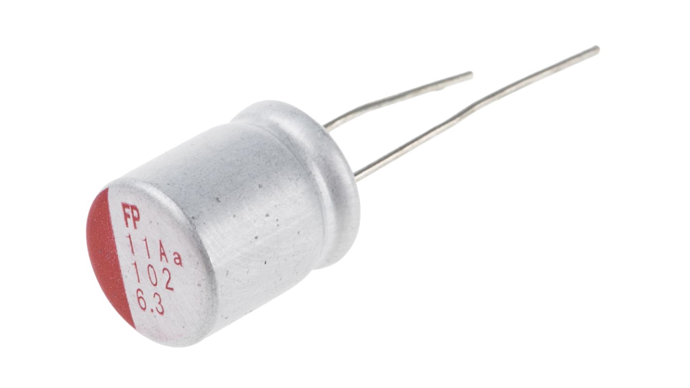 Nichicon NS, THT Polymer  Alu Kondensator, Elko 1000μF ±20% / 6.3V dc, Ø 10mm x 12.5mm, bis 105°C