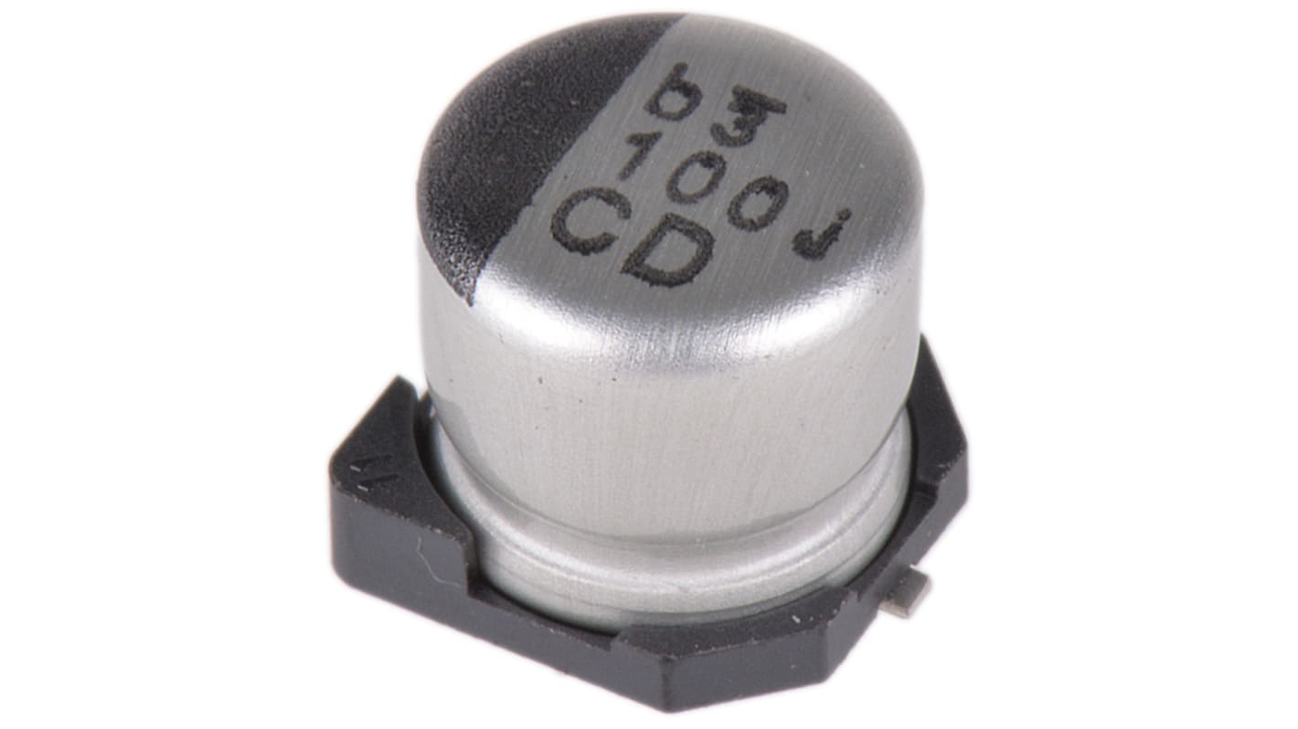 Nichicon CD, SMD Aluminium-Elektrolyt Kondensator 100μF ±20% / 6.3V dc, Ø 6.3mm x 5.8mm, bis 105°C