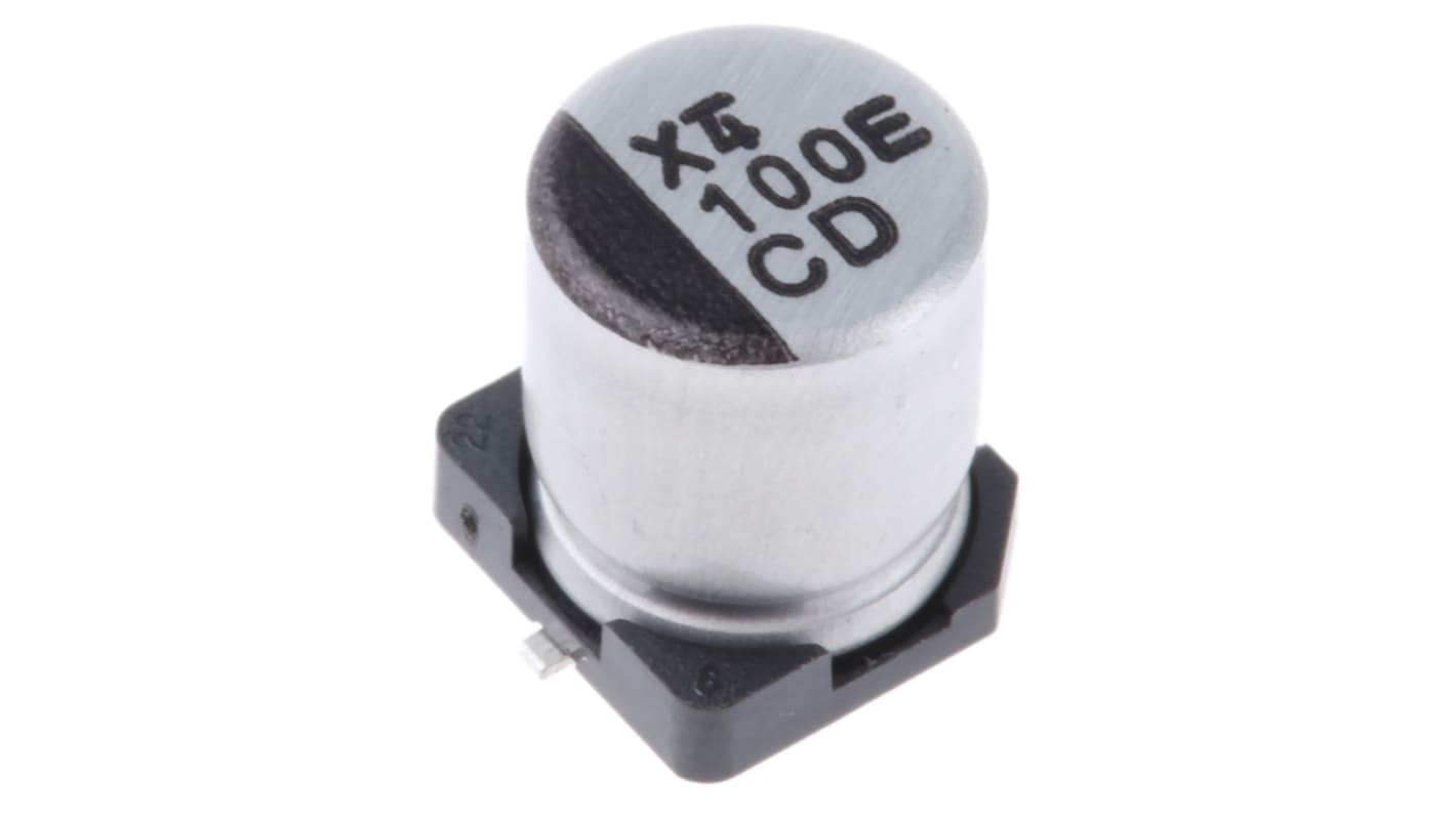 Nichicon CD, SMD Aluminium-Elektrolyt Kondensator 100μF ±20% / 25V dc, Ø 6.3mm x 7.7mm, bis 105°C