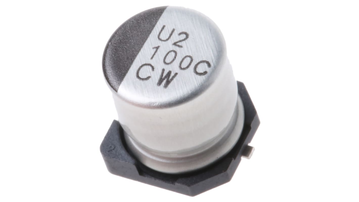 Condensatore Nichicon, serie CW, 100μF, 16V cc, ±20%, +105°C, SMD