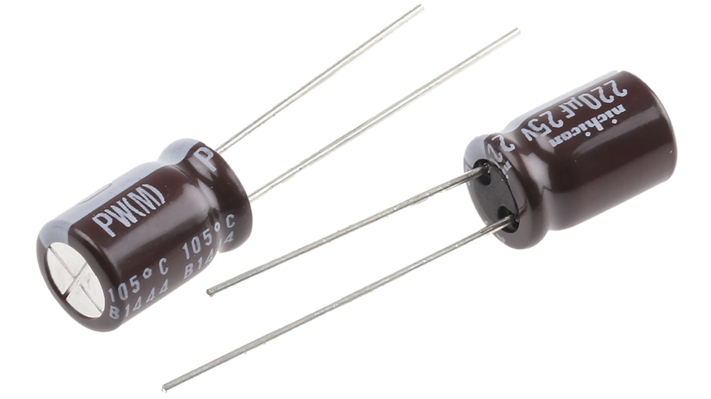 UPW1E221MPD | ニチコン 220μF,25V dc コンデンサ, ラジアル UPW1E221MPD | ニチコン 220μF,25V dc コンデンサ, ラジアル