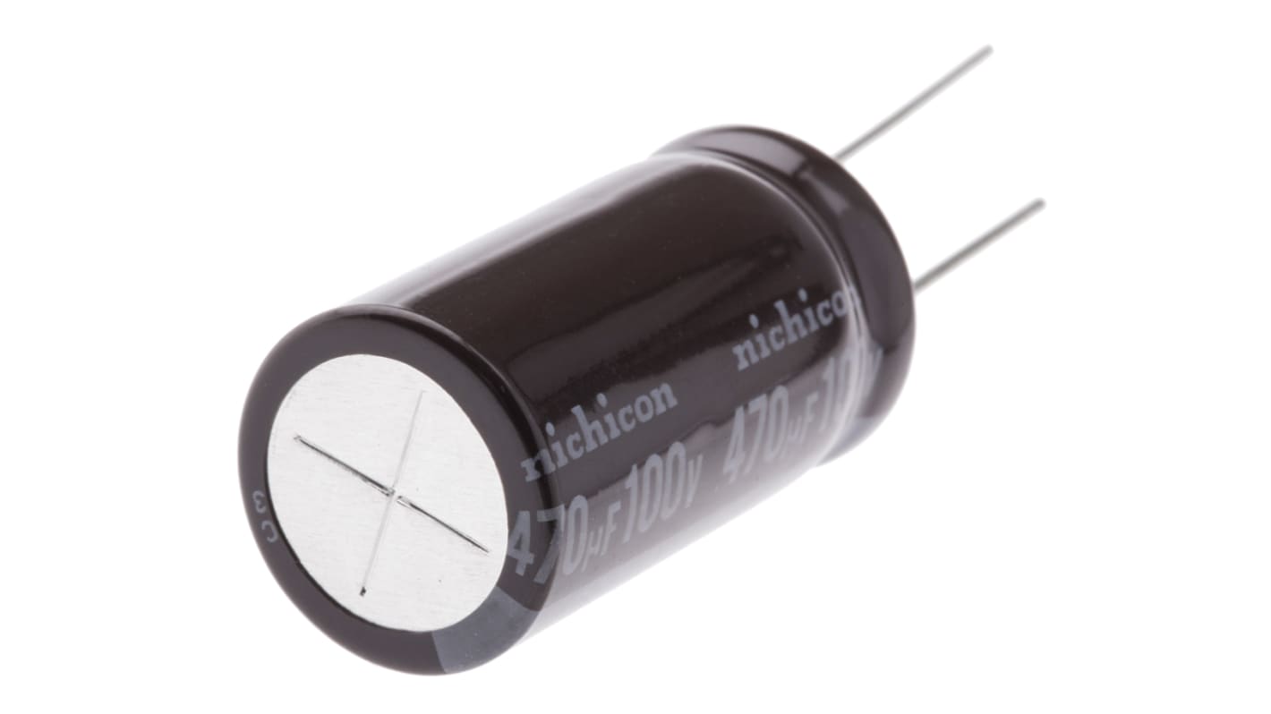 Condensateur Nichicon série PW, Aluminium électrolytique 470μF, 100V c.c.