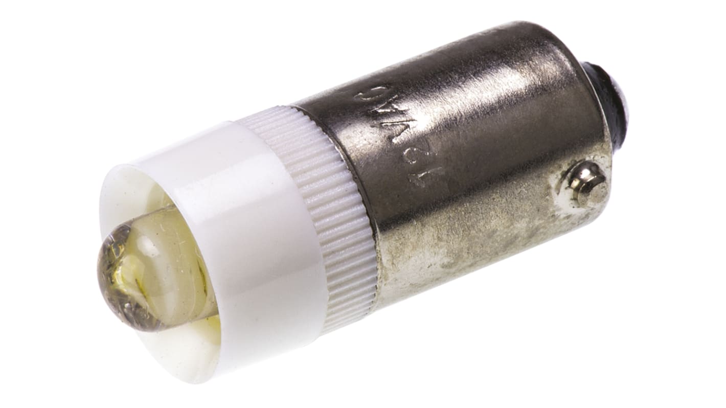 Lampada per indicatori JKL Components, lunga 24mm, Ø 9.6mm, 12V ca/cc, luce color Bianco, 7000mcd con base BA9s, angolo