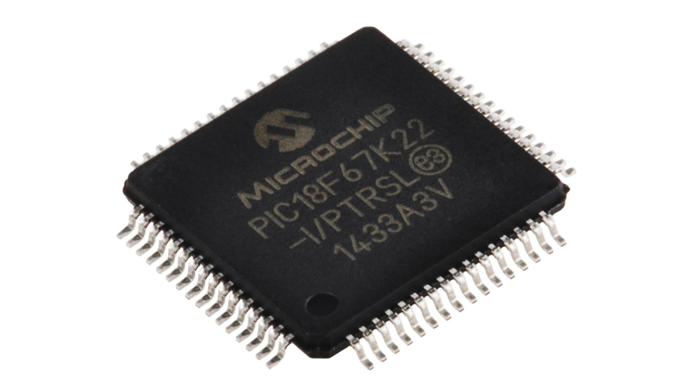 Microchip PIC18F系列单片机, PIC内核, 64针, TQFP封装, 0CAN通道