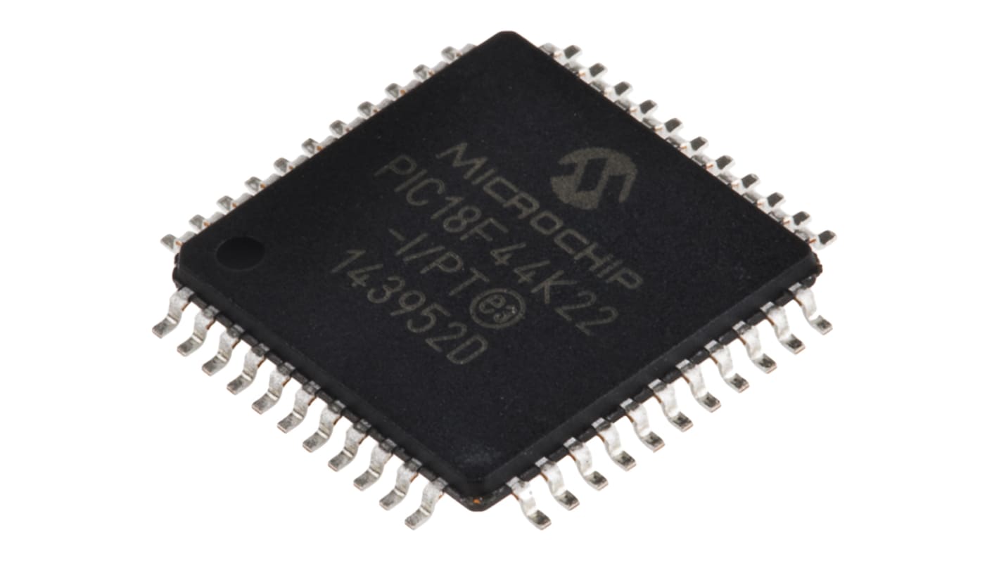 Mikrokontroler Microchip PIC18F TQFP 44-pinowy Montaż powierzchniowy PIC 16 kB 8bit CAN: 64MHz RAM:256 B, 768 B