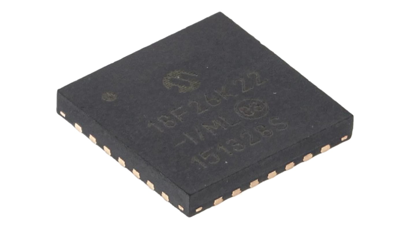 Microchip PIC18F26K22-I/ML, 8bit PIC Microcontroller, PIC18F, 64MHz, 64 kB Flash, 28-Pin QFN