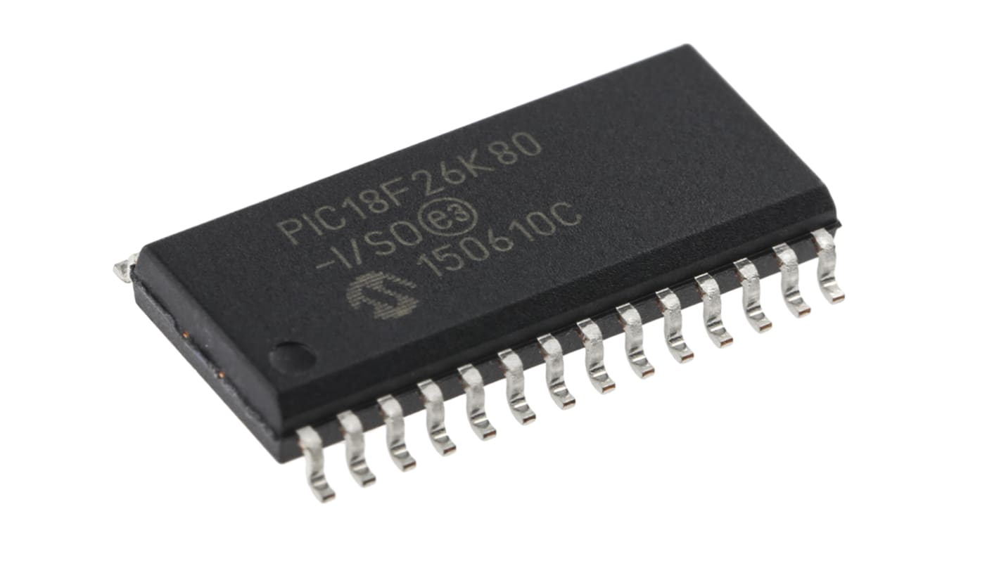 Microchip PIC18F26K80-I/SO, 8bit PIC Microcontroller, PIC18F, 64MHz, 64 kB Flash, 28-Pin SOIC