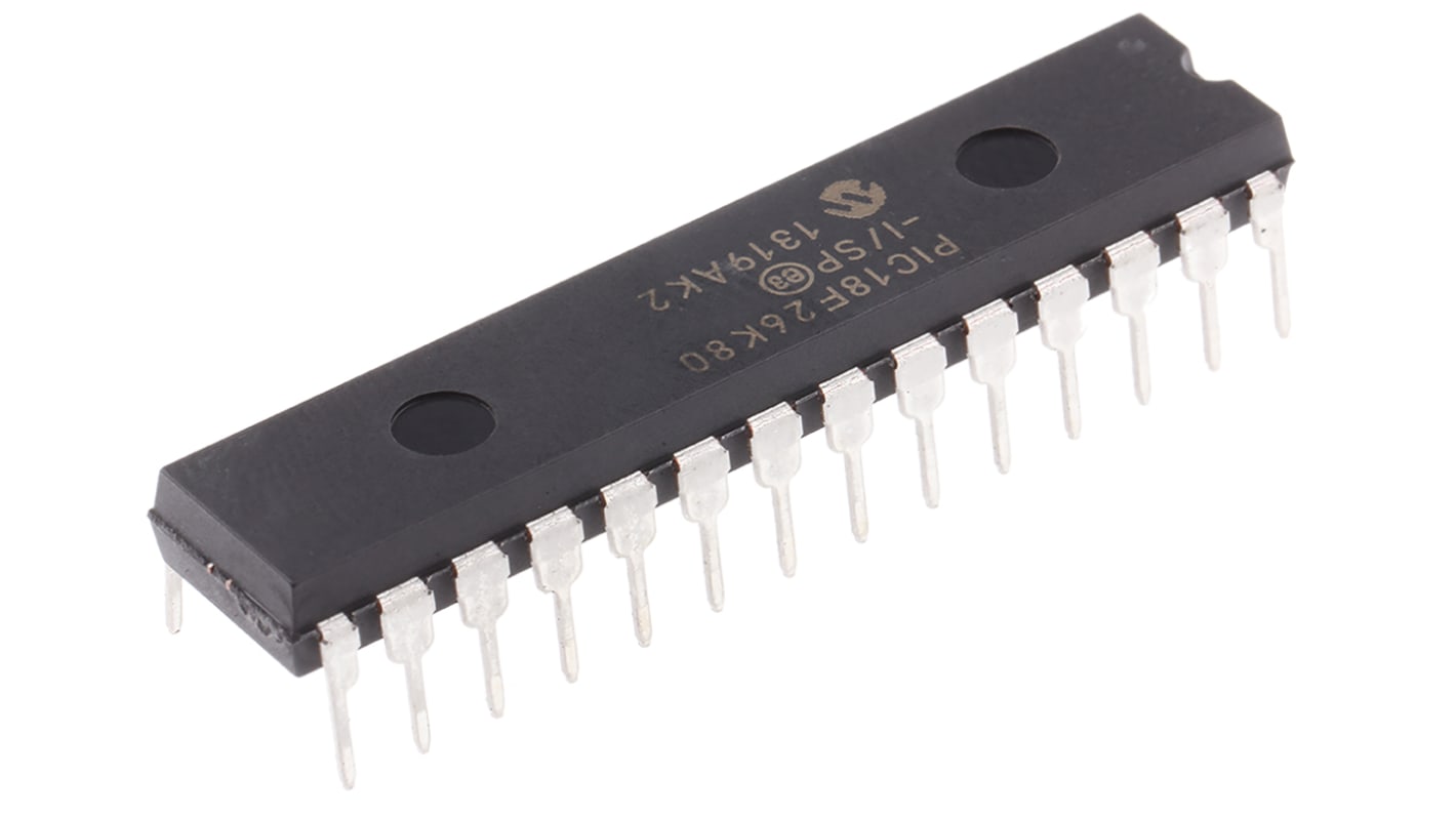 Microchip, 8bit PIC, PIC18F Microcontroller, 64MHz, 64 kB Flash, 28-Pin SPDIP