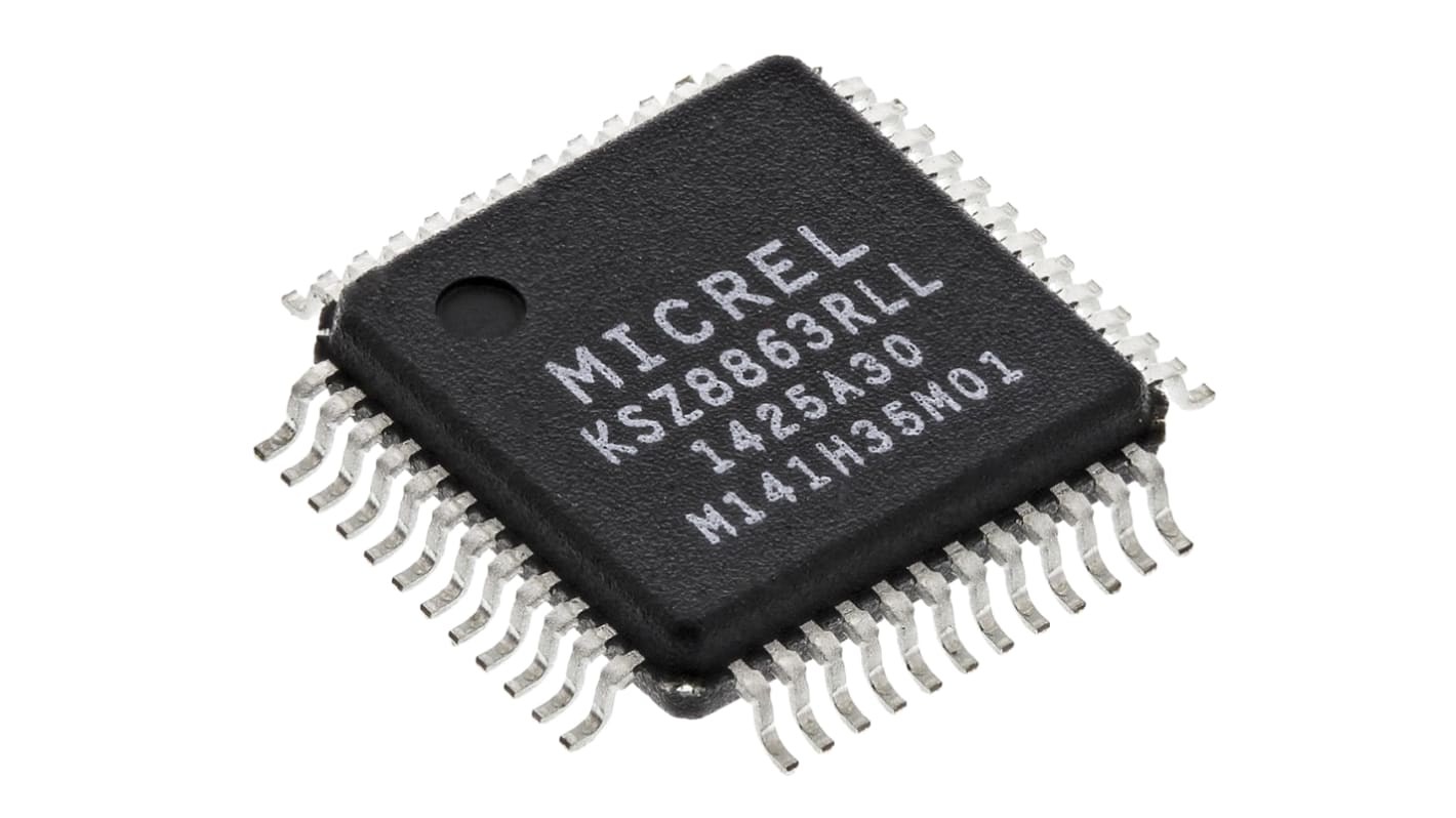 Microchip KSZ8863RLL, Ethernet Switch IC, 10Mbps MII, RMII, 1.8 V, 3.3 V, 48-Pin LQFP