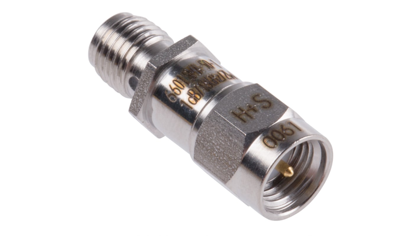 Huber+Suhner 50Ω RF Attenuator SMA Connector SMA Plug to Socket 1dB, Operating Frequency DC → 18GHz