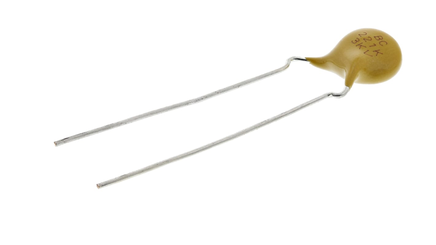 Vishay Single Layer Ceramic Capacitor (SLCC) 220pF 3kV dc ±10% S3N Dielectric, F, Through Hole +125°C Max Op. Temp.