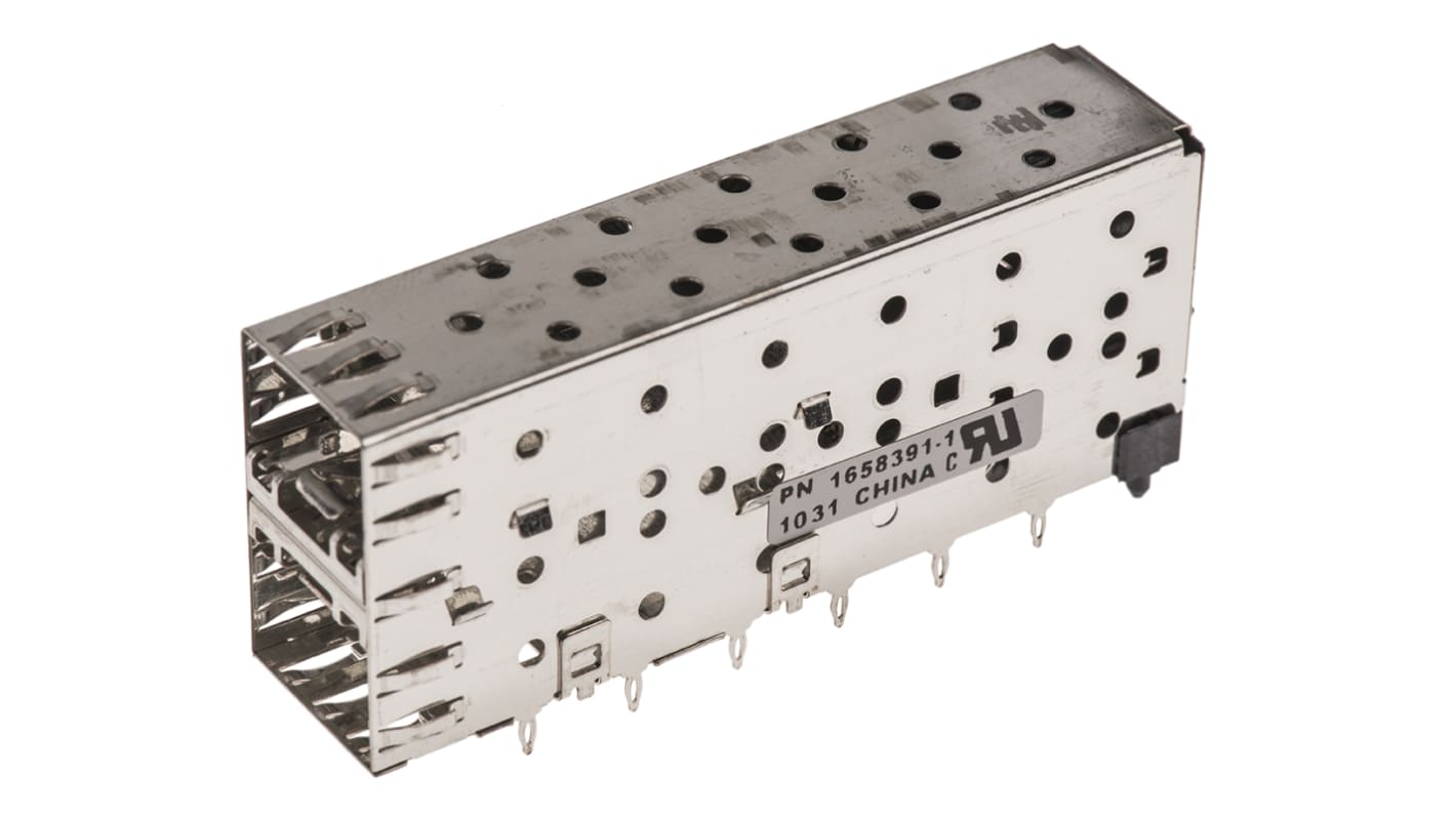 TE Connectivity SFP笼子组件 Stacked Cage & Connector母座, 2 x 1端口, SFP系列