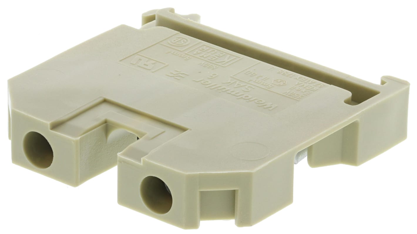 Weidmuller SAK Series Beige Feed Through Terminal Block, 6mm², Single-Level, Screw Termination