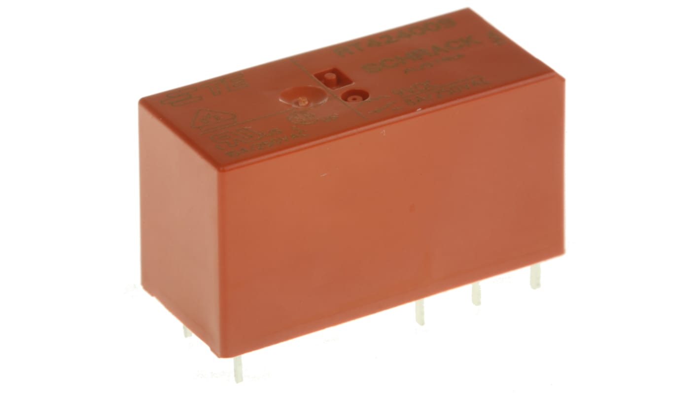 TE Connectivity PCB Mount Power Relay, 9V dc Coil, 8A Switching Current, DPDT