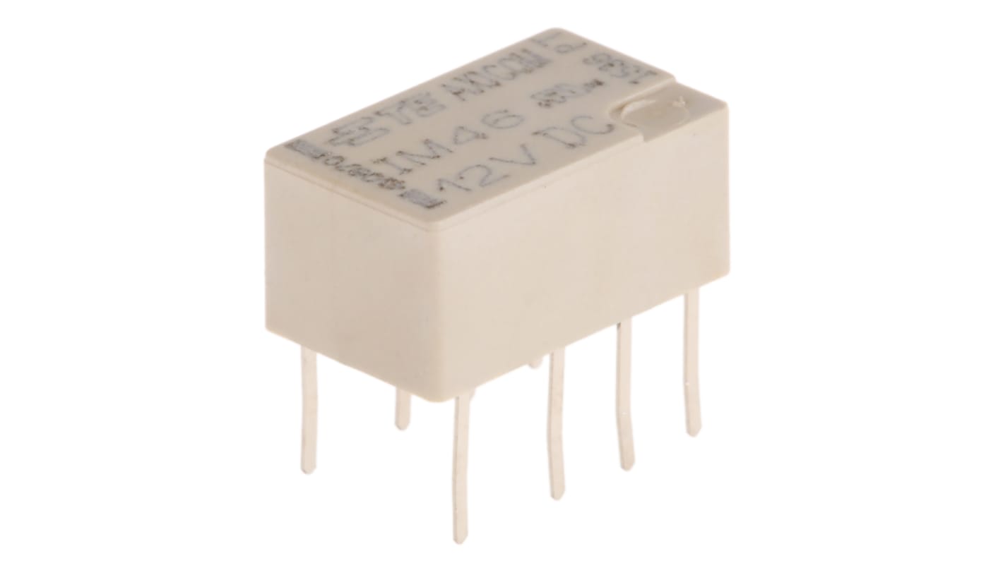 TE Connectivity PCB Mount Latching Signal Relay, 12V dc Coil, 2A Switching Current, DPDT