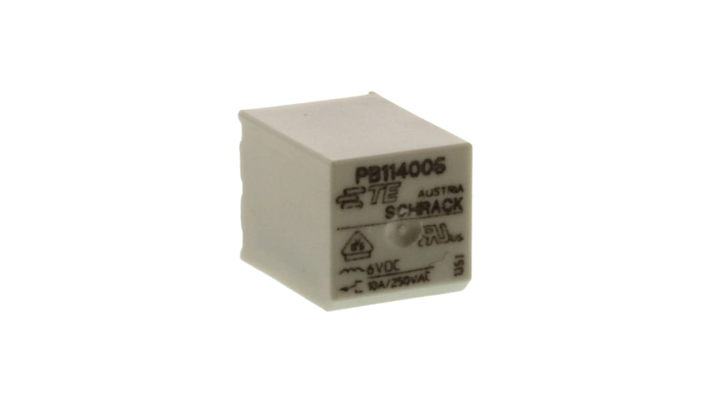 TE Connectivity PCB Mount Power Relay, 6V dc Coil, 10A Switching Current, SPDT