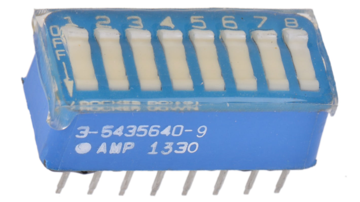 TE Connectivity 8位DIP开关, 摇杆执行器, SPST触点, 通孔安装, 2000Operations