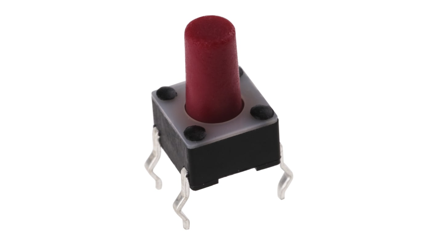 TE Connectivity Red Button Tactile Switch, SPST 50 mA @ 24 V dc 5.9mm