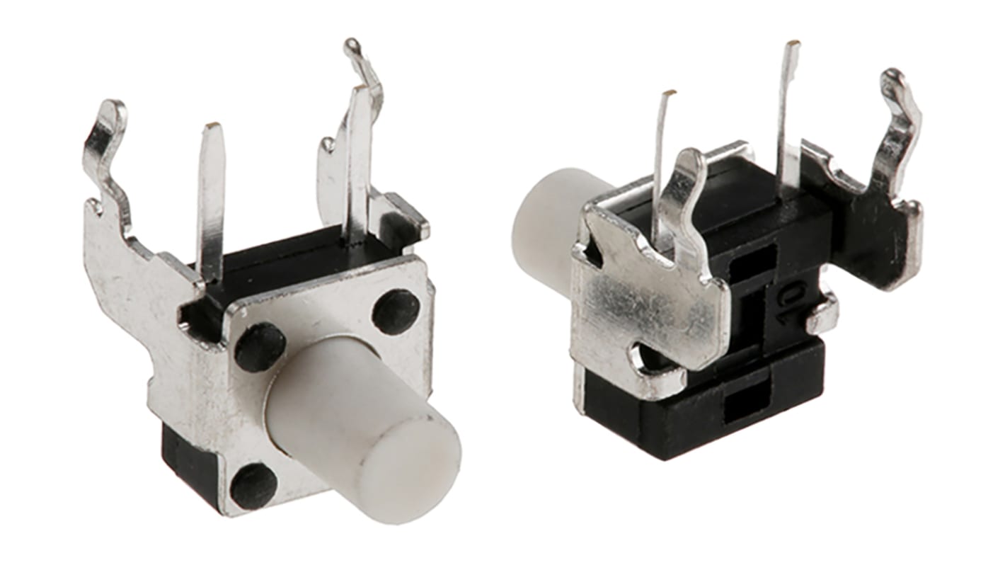 TE Connectivity White Button Tactile Switch, SPST 50 mA @ 24 V dc 4.24mm