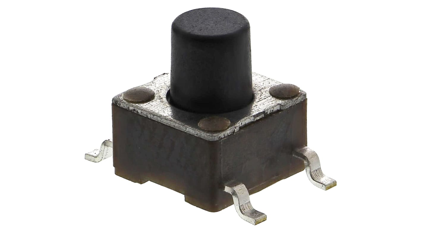 TE Connectivity Black Button Tactile Switch, SPST 50 mA @ 24 V dc 3.4mm Through Hole