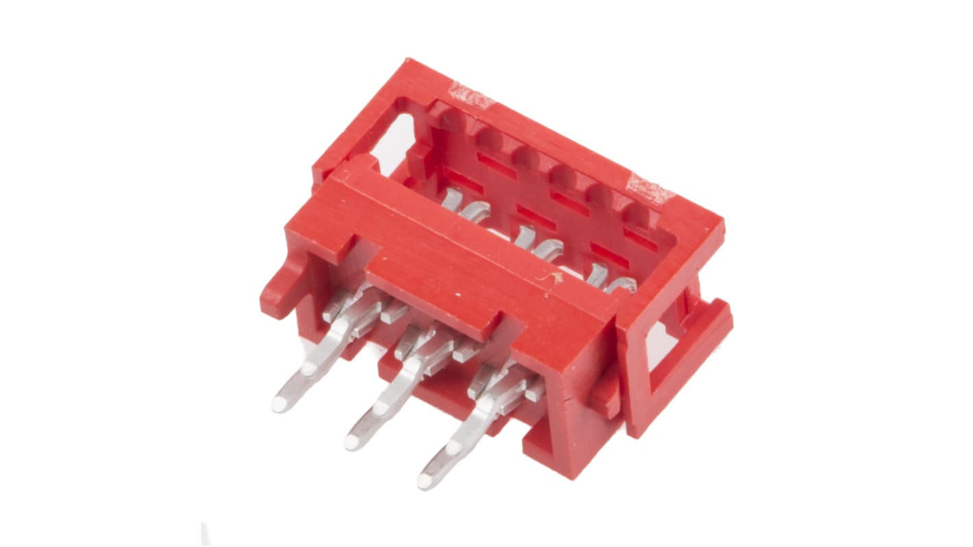 TE Connectivity IDC连接器, 公插, 6p, 1.27mm间距, 2排, 电缆安装, IDC端接, 直向, Micro-MaTch系列