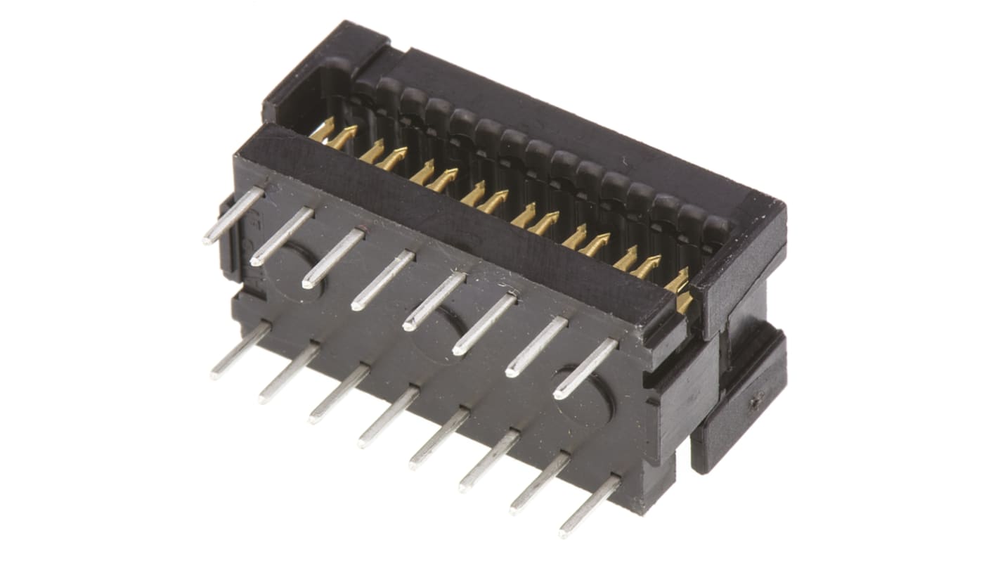 TE Connectivity IDC连接器, 公插, 16p, 2.54mm间距, 2排, 电缆安装, IDC端接, 直角, AMP-LATCH系列