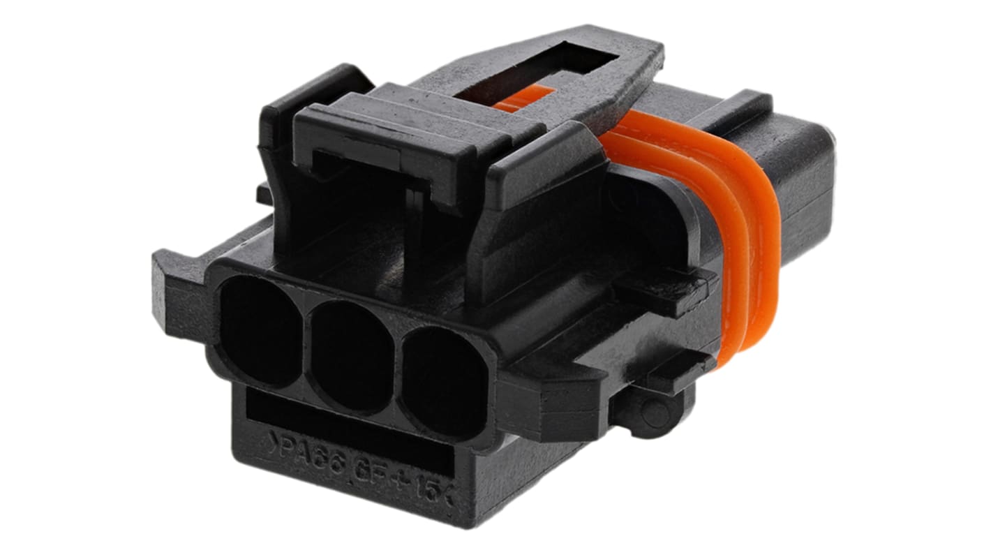 TE Connectivity, Junior Power Timer Automotive Connector Socket Black Cable Mount 3 Way 368161-1
