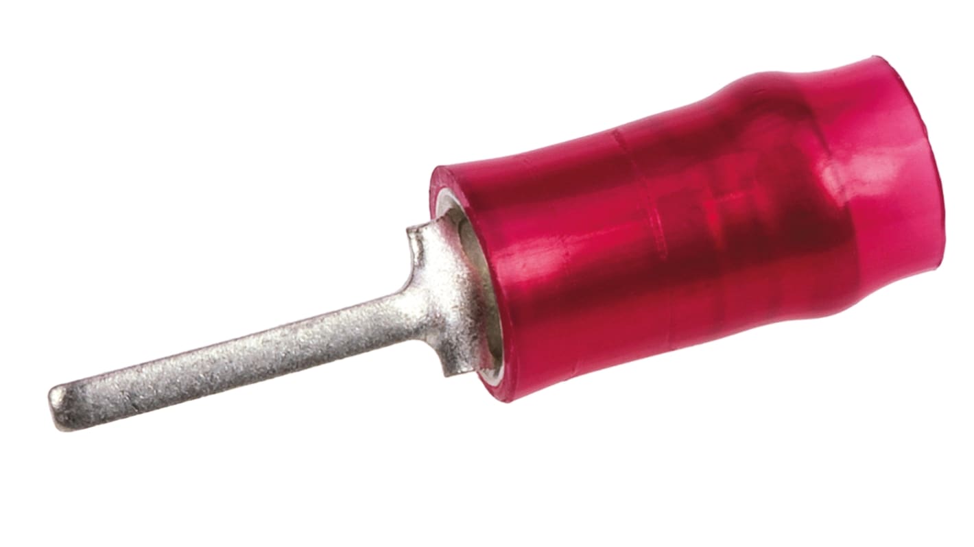 TE Connectivity, PIDG Insulated, Tin Crimp Pin Connector, 0.26mm² to 1.6mm², 22AWG to 16AWG, 1mm Pin Diameter, Red