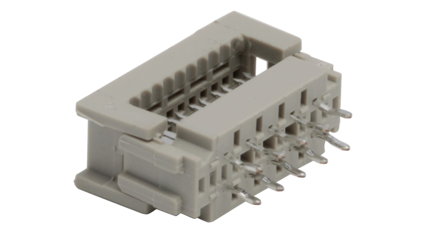 Conector IDC macho TE Connectivity serie AMP-LATCH DIL-PLUG de 10 vías, paso 2.54mm, 2 filas, Montaje en orificio