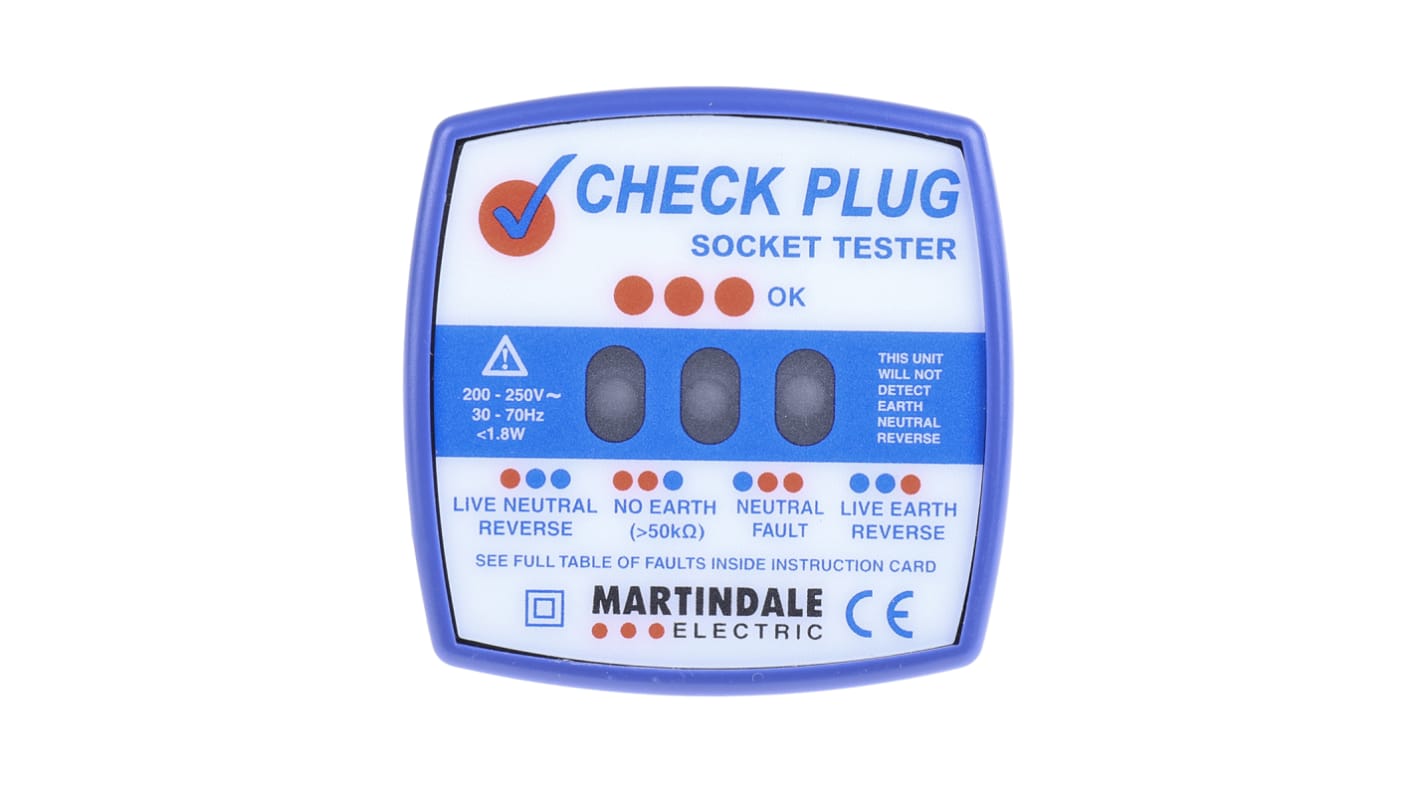 Martindale, Model CP-501 Socket Tester 13A 200 → 250V ac CAT II 300 V