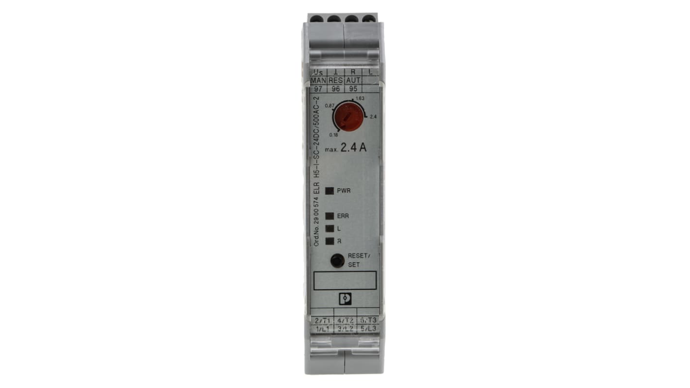 Phoenix Contact 启动器, 3相, 1 kW, 500 V 交流, 2.4 A, IP 20, 106.6mm x 22.5mm x 113.7mm, ELR H5-I-SC- 24DC/500AC-2系列