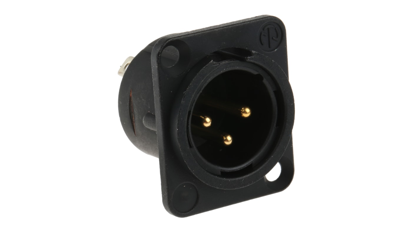 Neutrik 三芯卡侬头公插, 面板安装, 50 V, 16A, 直向